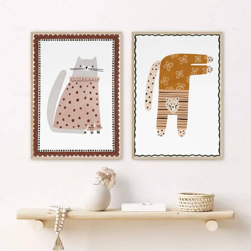 ニュートラルボヘミアンキッズポスター かわいい猫 馬 家 花 - Baby Nursery Wallpaper Neutral のレビューと価格