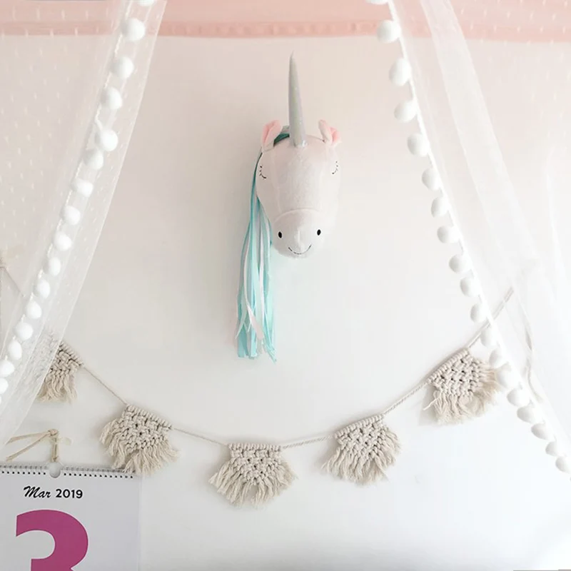 ユニコーンのぬいぐるみ動物の頭の壁掛け飾り 北欧スタイル ベ - Baby Nursery Ornaments のレビューと価格