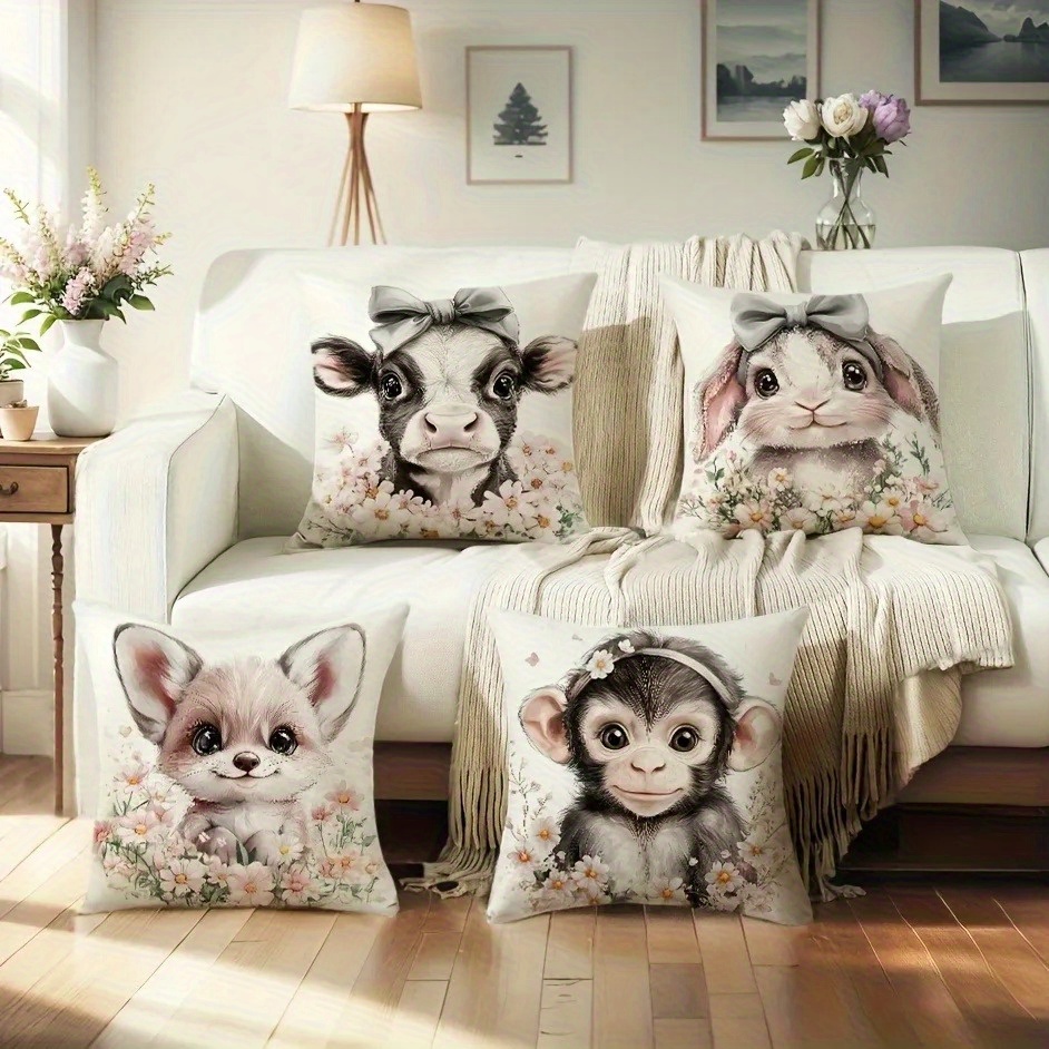 かわいい赤ちゃん農場の動物柄スローピローカバー、デイジープリ - Baby Nursery Pillow のレビューと価格