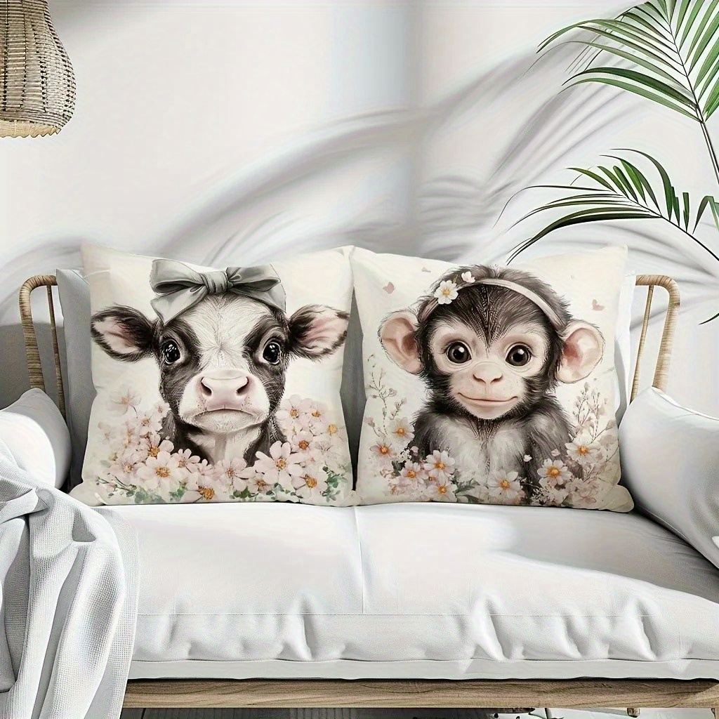 かわいい赤ちゃん農場の動物柄スローピローカバー、デイジープリ - Baby Nursery Pillow のレビューと価格