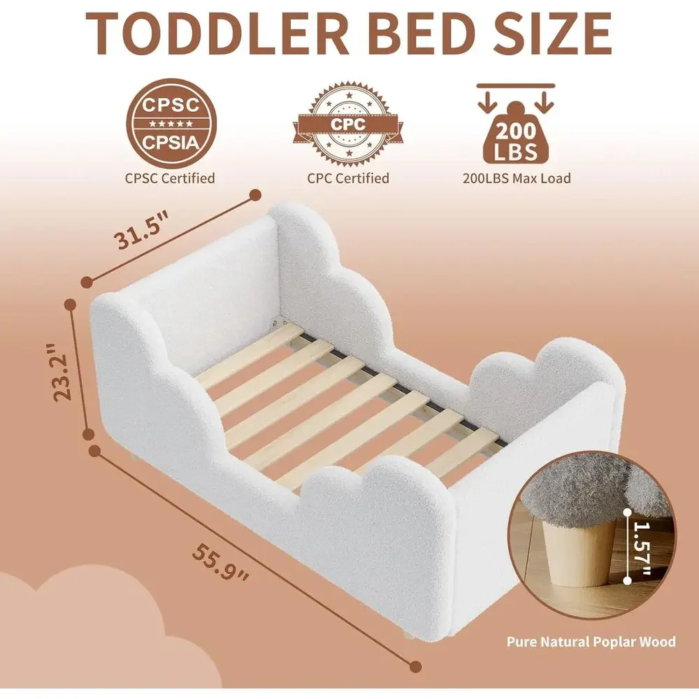 幼児用ベッド（柵付き）、ユニセックスデザイン、白い床置き式ベ - Bed Rail Toddler のレビューと価格