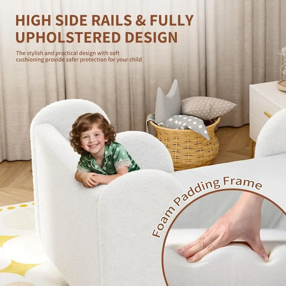 幼児用ベッド（柵付き）、ユニセックスデザイン、白い床置き式ベ - Bed Rail Toddler のレビューと価格