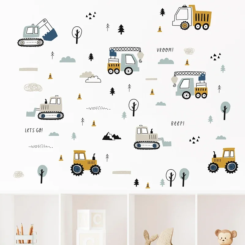 手描きのかわいい車貨物トラックの壁のステッカーキッズルーム車 - Baby Nursery Decals のレビューと価格