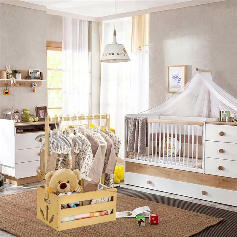 木製ベビーシャワーギフトバスケット（ハンドル付き）、ベビー収 - Baby Nursery Basket のレビューと価格