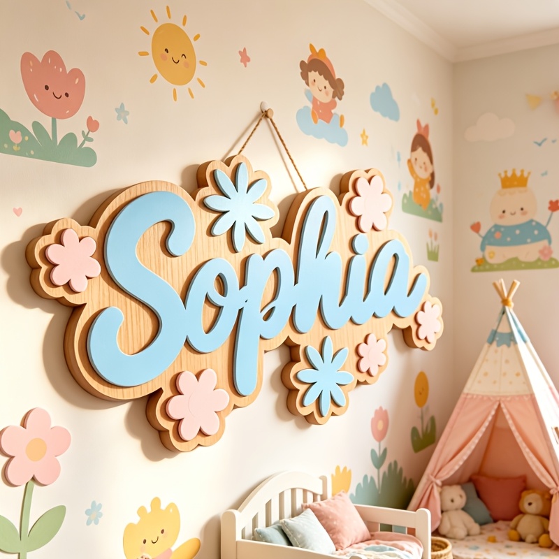 パーソナライズされた花柄の名前入りルームサイン、カスタマイズ - Baby Nursery のレビューと価格