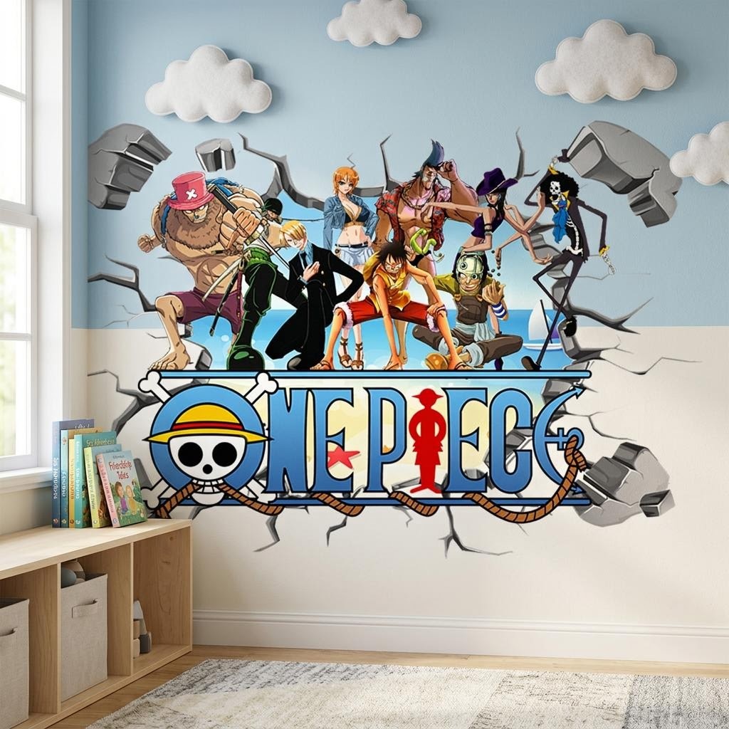 漫画ワンピースルフィ 3D ウォールステッカー子供部屋の装飾 - Baby Nursery Decals のレビューと価格