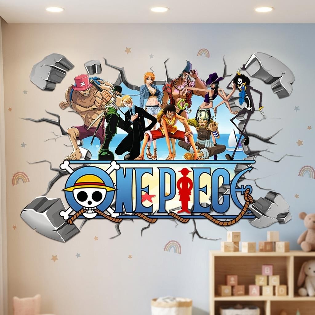 漫画ワンピースルフィ 3D ウォールステッカー子供部屋の装飾 - Baby Nursery Decals のレビューと価格