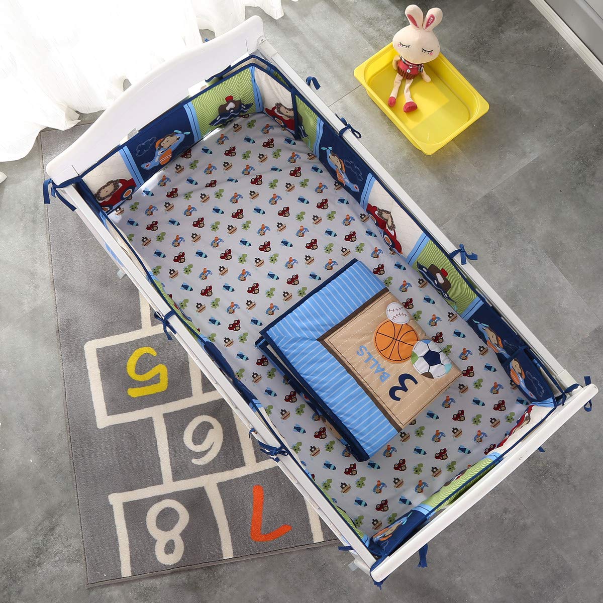 通気性のあるベビーベッド寝具セット,幼児用寝具,保育園,4つ - Baby Nursery Bedding Sets のレビューと価格