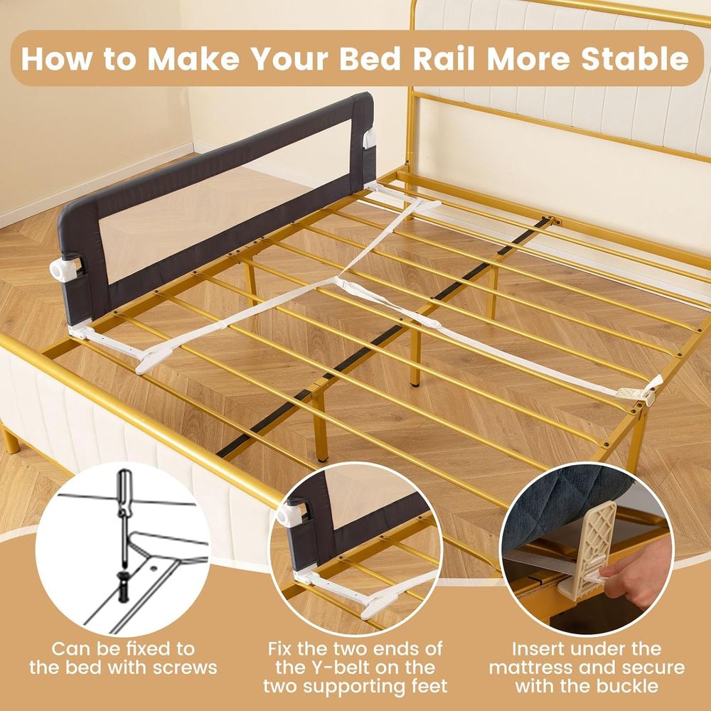 60インチの超長ポータブルスイングダウン式安全ベッドガードレ - Bed Rail Toddler のレビューと価格