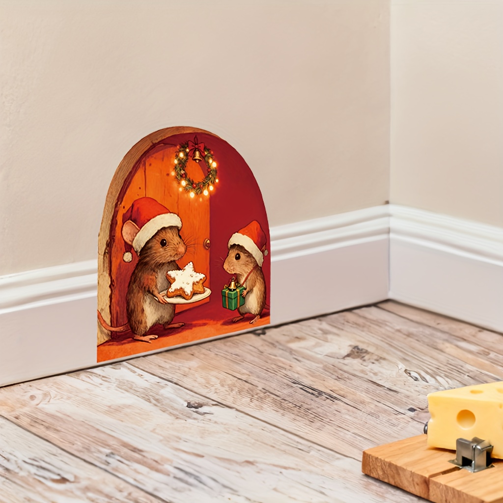 クリスマスの楽しい雰囲気のネズミの穴ウォールステッカー ベビ - Baby Nursery Mural Wallpaper のレビューと価格