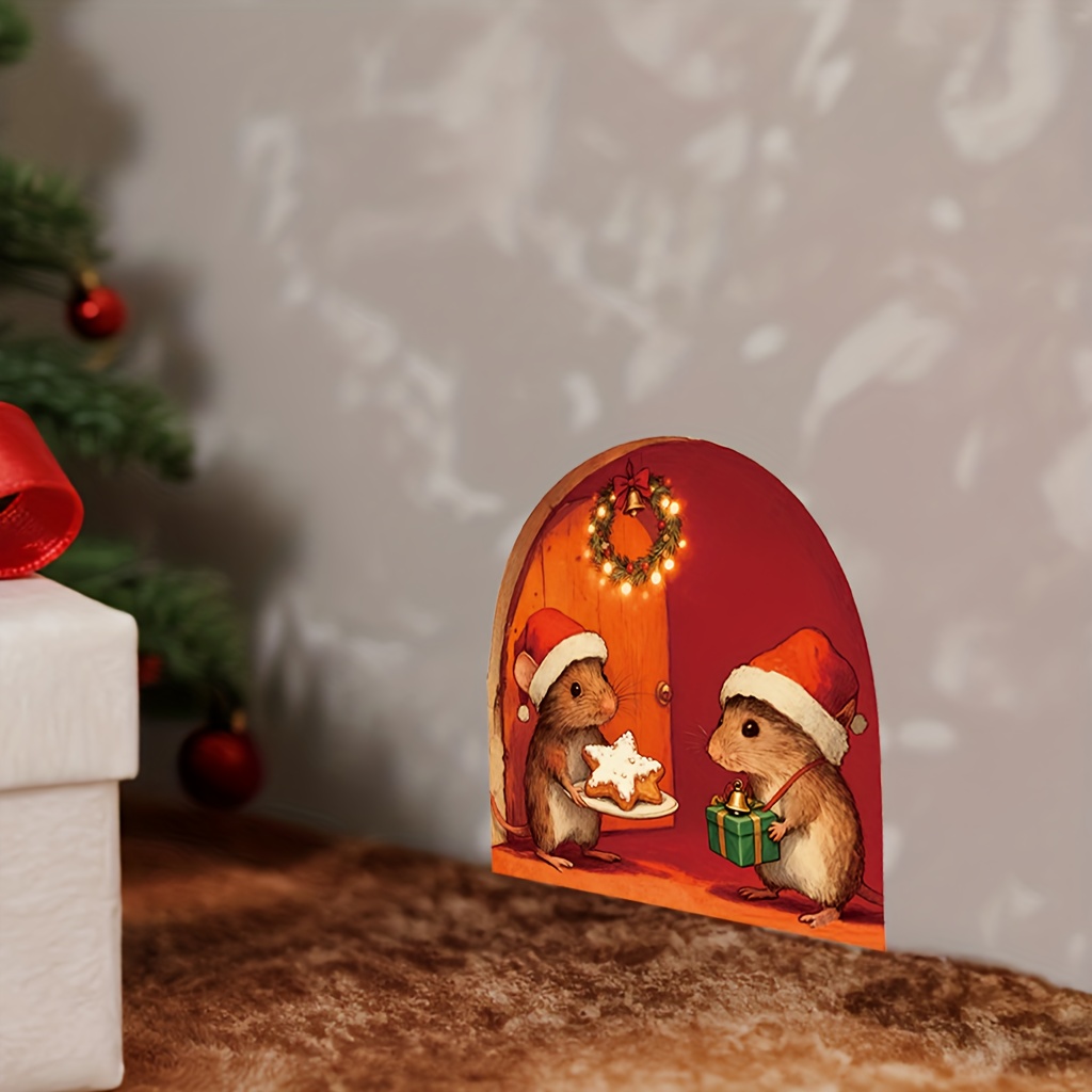 クリスマスの楽しい雰囲気のネズミの穴ウォールステッカー ベビ - Baby Nursery Mural Wallpaper のレビューと価格