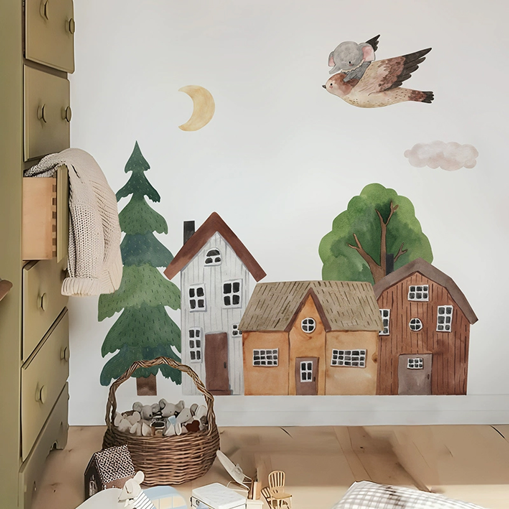 PVCウォールステッカー,ヴィンテージ,漫画,森,月,ウサギ - Baby Nursery Ornaments のレビューと価格