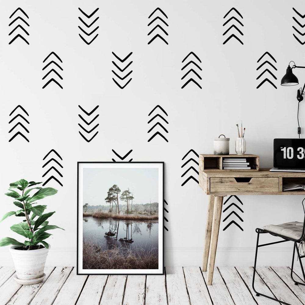 28 個幾何学的なユニークな矢印ウォールステッカープレイルー - Baby Nursery Vinyl Wall Stickers のレビューと価格