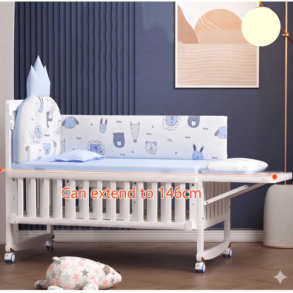 プレミアムベビーベッド、無垢材製、多機能ベビーコット、揺りか - Convertible Crib Set のレビューと価格