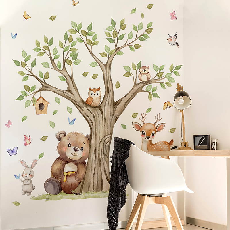 漫画のジャングル動物公園ウォールステッカーDIYビニール茶色 - Baby Nursery Vinyl Wall Stickers のレビューと価格