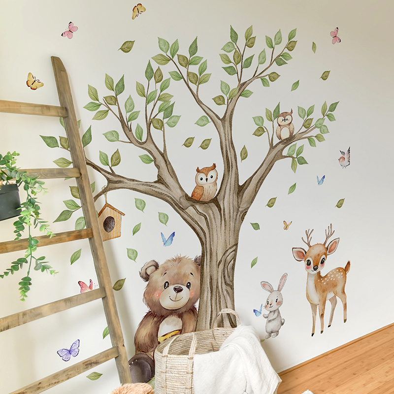 漫画のジャングル動物公園ウォールステッカーDIYビニール茶色 - Baby Nursery Vinyl Wall Stickers のレビューと価格