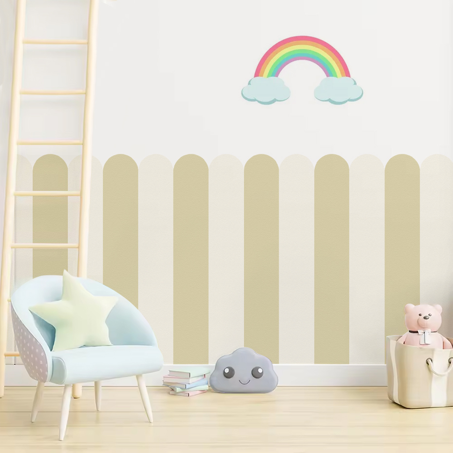 マルチカラー縦ストライプアーク壁紙保育園子供壁アートキッズル - Baby Nursery Decals のレビューと価格