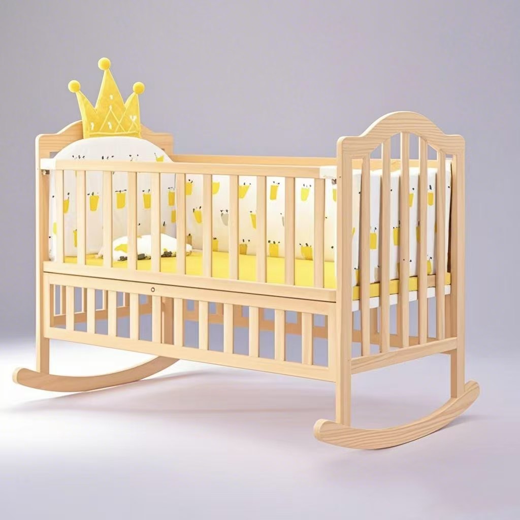 松材ベビーベッド キッズロッキングコット 女の子 男の子 寝 - Convertible Crib Set のレビューと価格