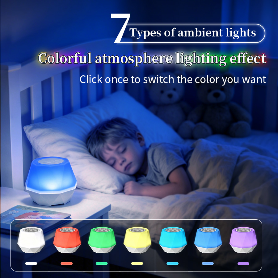 ホワイトノイズ機能付きナイトライト 7色 ベビー睡眠補助器  - Baby Nursery Light のレビューと価格